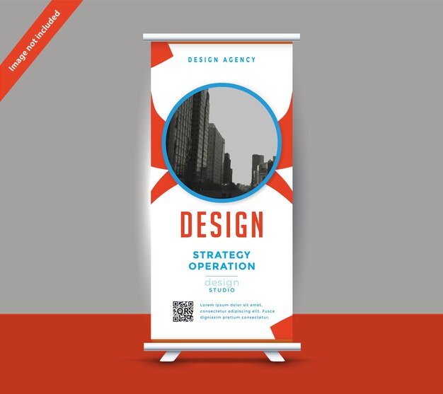 Gratis vector rode en witte commerciële roll-up banner