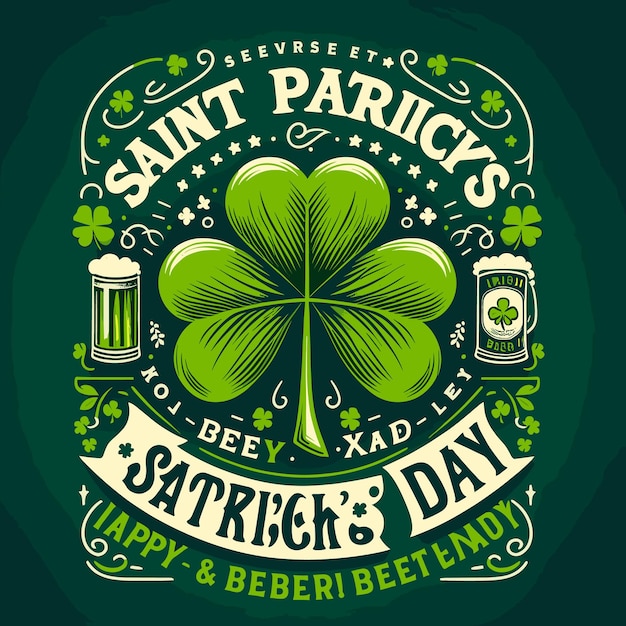 Gratis vector saint patricks dag ontwerp met klaverblad op groene achtergrond