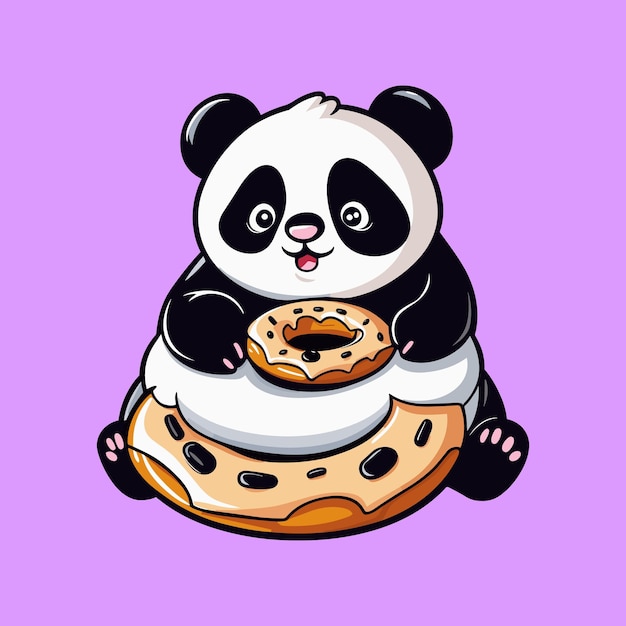 Vector gratis vector schattige chef-kok panda met donut