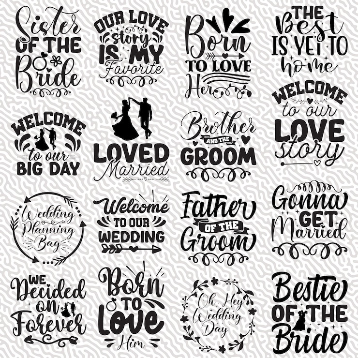 Vector gratis vector set bruiloft t-shirt en bruiloft accessoires vector