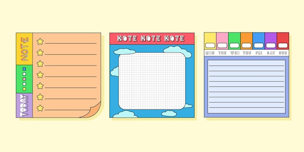 Gratis vector sjabloon schattig papier opmerking