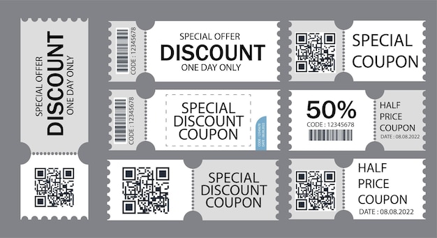 Gratis vector speciale aanbiedingen promo vouchers sjablonen ingesteld