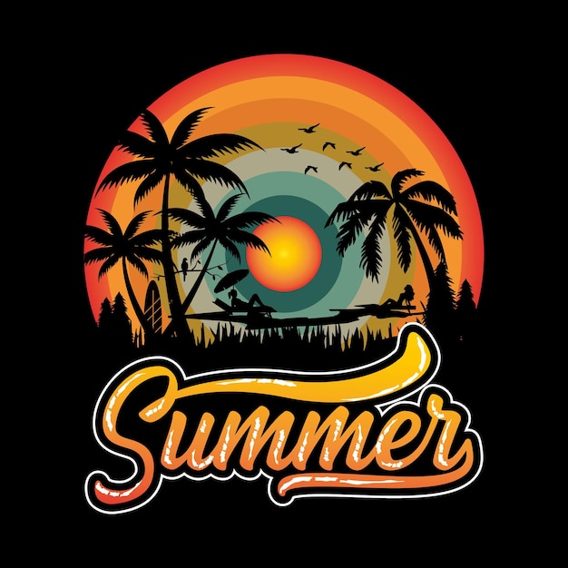 Gratis vector surf festival zomer banner voor surf T-shirt