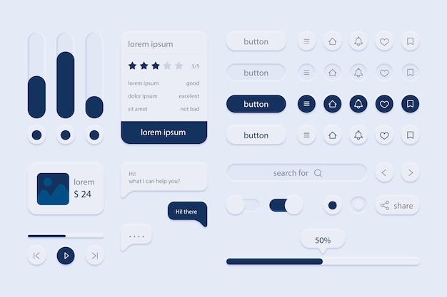Gratis vector UI-kitelementen en grafische bronnen voor modern gebruikersinterfaceontwerp