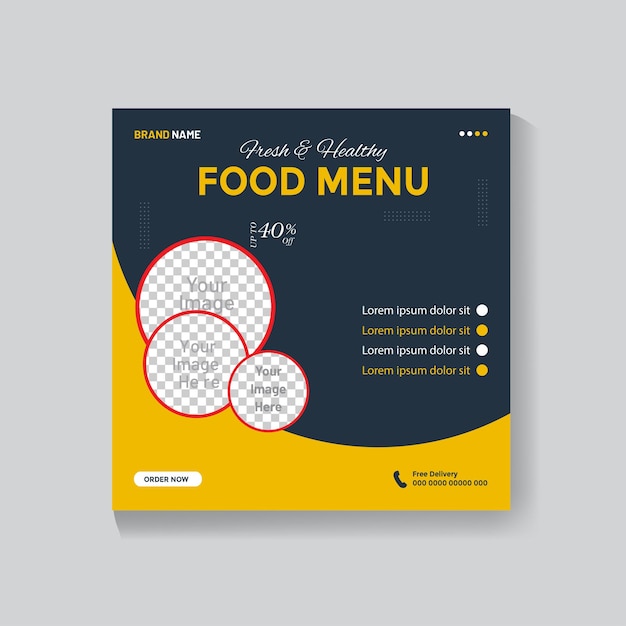 Gratis vector voedsel sociale media promotie en instagram banner post ontwerpsjabloon