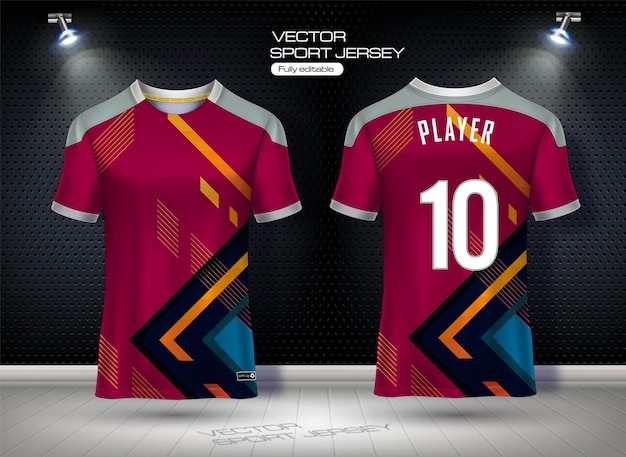 Gratis vector voetbal jersey sjabloon sport t-shirt ontwerp