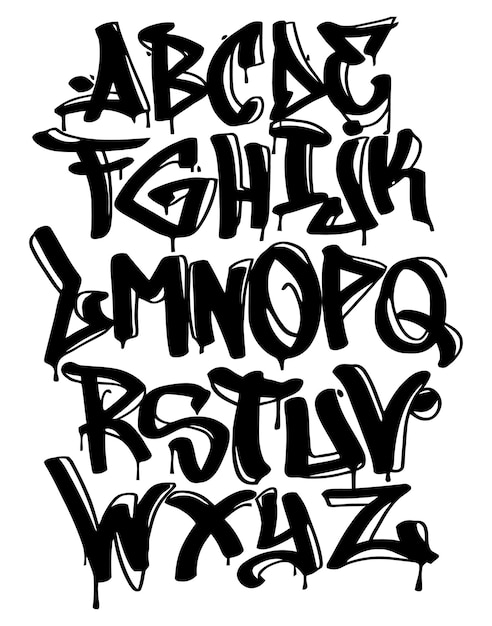 Vector gratis vectorcollectie van creatieve graffiti alfabet letters