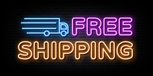 Gratis verzending neonreclames vector ontwerpsjabloon neonstijl