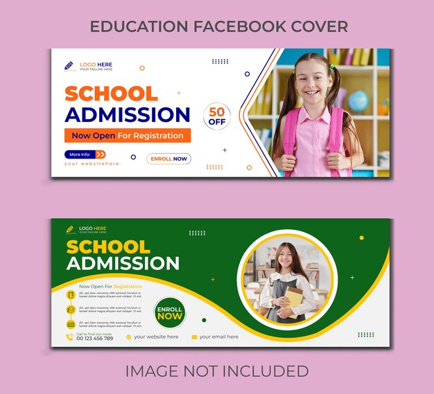 Gratis vlakke vectorontwerp minimale internationale schooltoelatingssjabloon