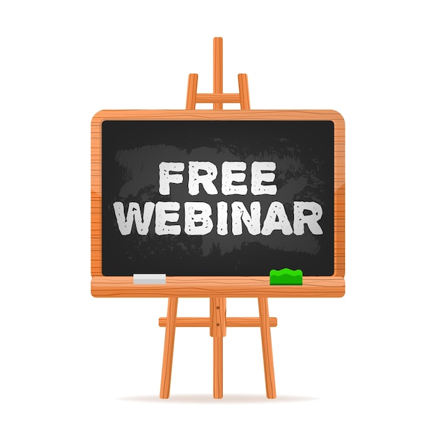 Gratis webinar zwart schoolbord voor vieringsontwerp vectorillustratie