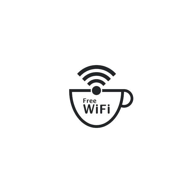 Gratis wifi met koffiekopje logo icoon vector