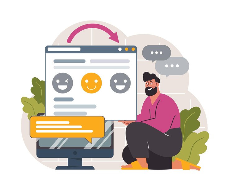 Vector gratitude grateful and thankful character man sharing appreciation in the internet on social media