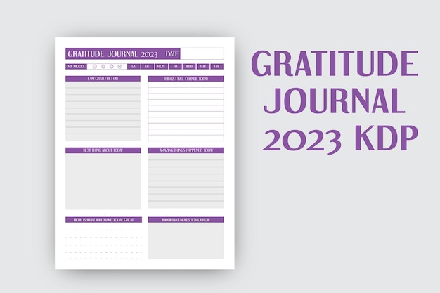 Vector gratitude journal for women 2023-2024 kdp interior designs