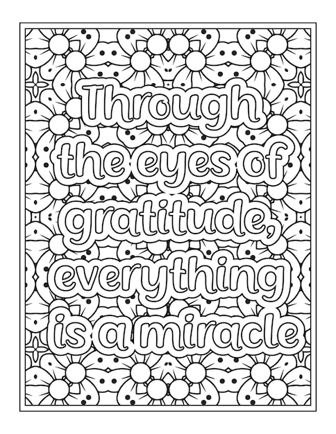 Gratitude quotes coloring book page for adult