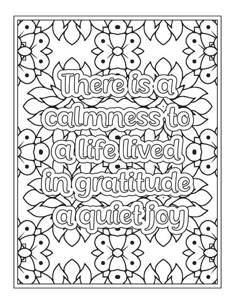 Gratitude Quotes Coloring Book Page for Adult