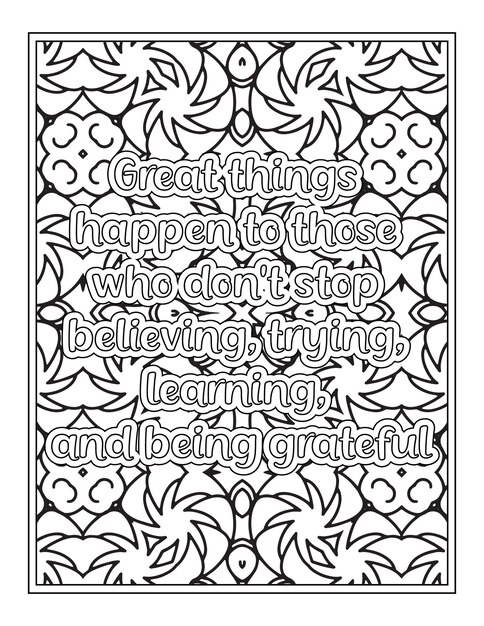 Gratitude quotes coloring book page for adult