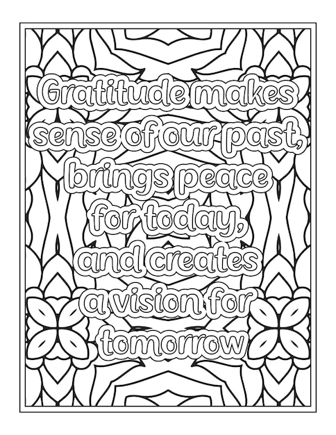 Gratitude quotes coloring book page for adult