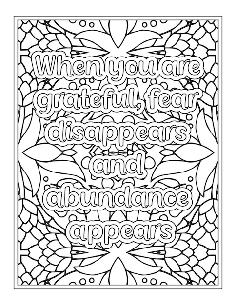 Gratitude Quotes Coloring Book Page for Adult