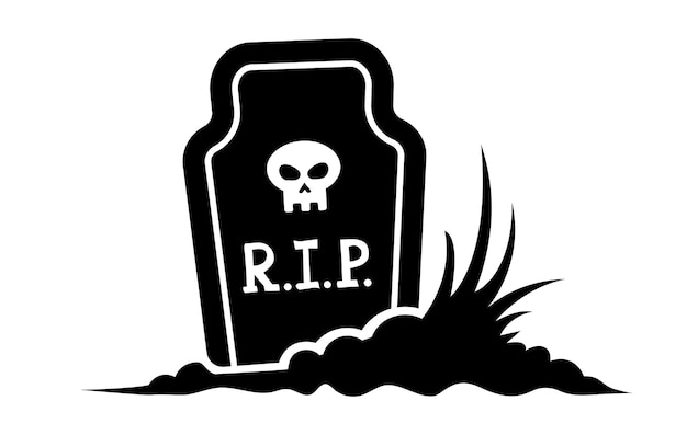 Vector grave flat illustration halloween sticker gravestone illustration