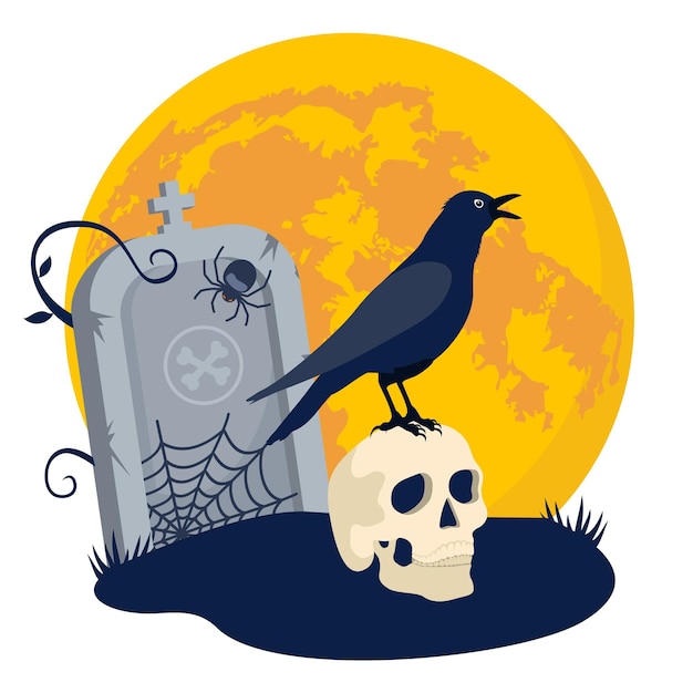 GRAVE SKULL RAVEN