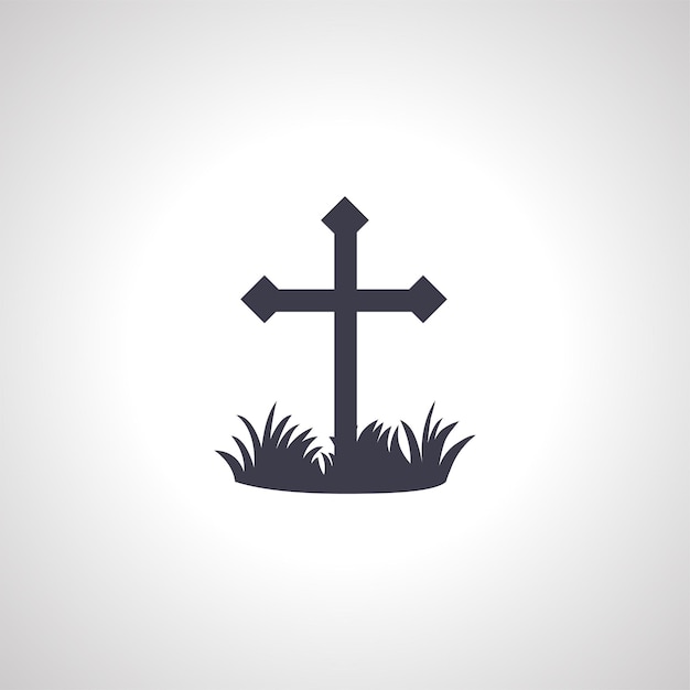 Vector grave with cross icon rip grave icon