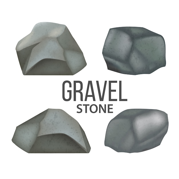 Gravel stones, heavy fieldstones debris set