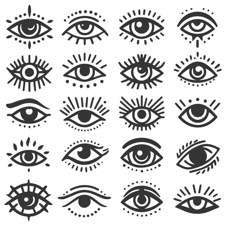 Vector graveren van menselijk oog sketch ogen close-up op een witte achtergrond