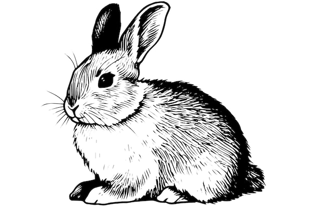 Gravering konijn op witte achtergrond Vector inkt schets illustratie