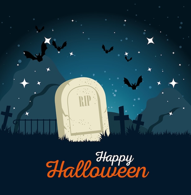 Vector gravestone halloween cartoon