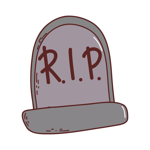 Gravestone Halloween element Trick or treat concept Vector illustration in hand drawn style