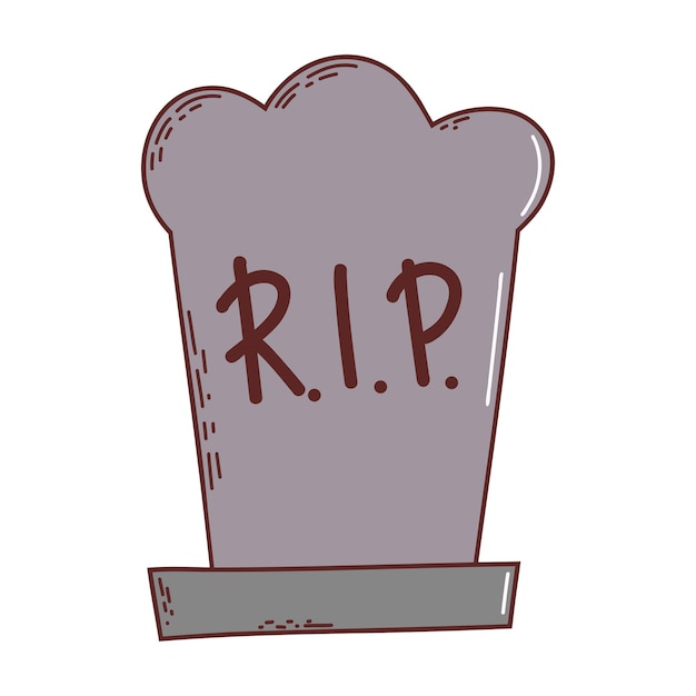 Vector gravestone halloween element trick or treat concept vector illustration in hand drawn style