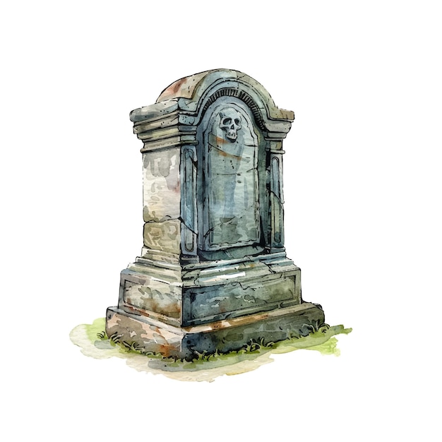 gravestone vector illustration in watercolor style