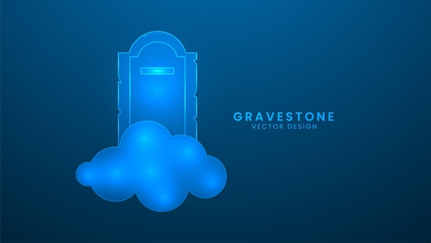 Gravestone with on grave text RIP Halloween at graveyard illustration with light effect and neon