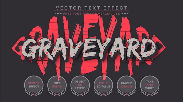 Vector graveyard bewerkbare tekst-effect lettertipe