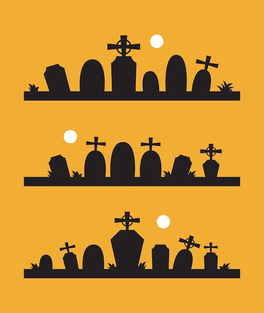 Vector graveyard halloween illustration vector