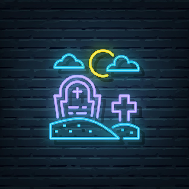 Graveyard neon sign vector elements