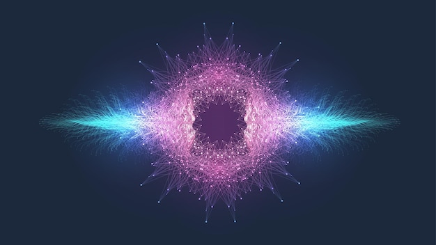Vector gravitational fractal wave burst. physics, science and technology background design with gravity spheres. vector illustration motion gravity.