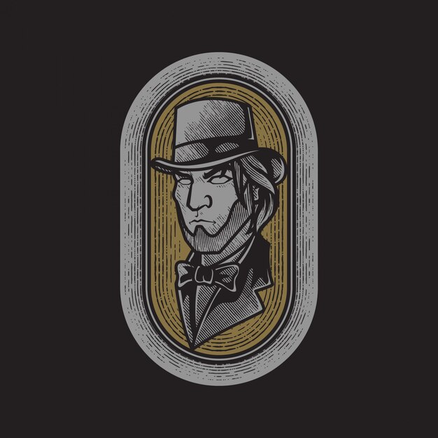 Gravure van gangster vintage logo, badge design