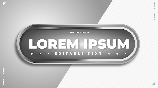 Gray 3d vector realistic text box with editable text effects