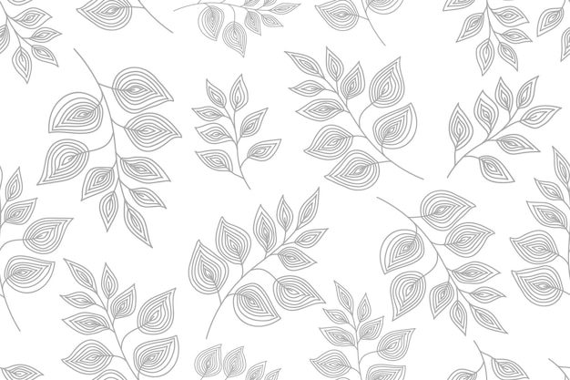 灰色の抽象的な葉のシルエットのシームレスなパターン 手描きの葉のシルエット ベクトル紙布のデザイン