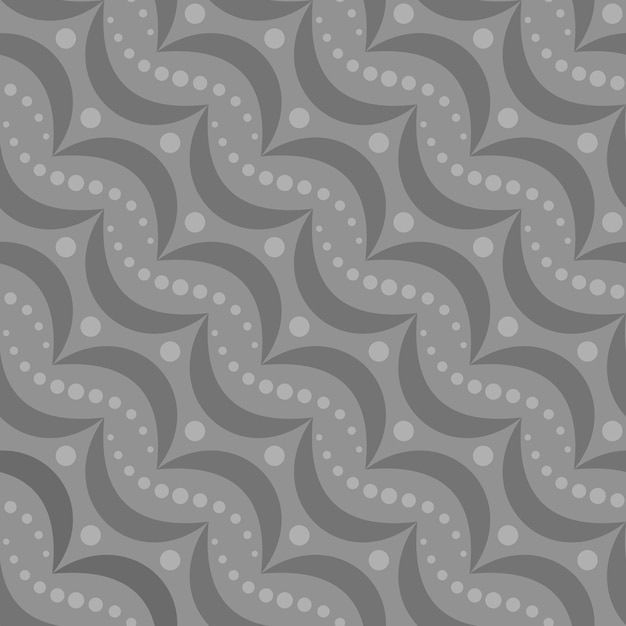 GRAY ABSTRACT SEAMLESS PATTERN WITH CIRCLES HALF MOONS IN VECTOR