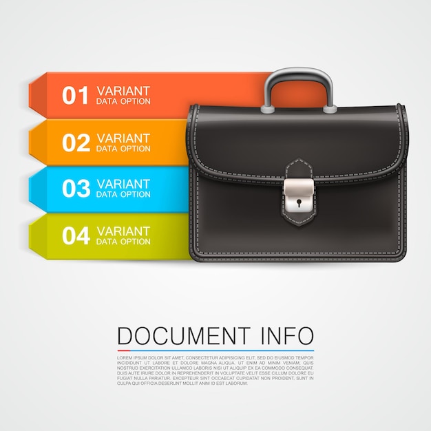 Gray bag business info art . vector illustration