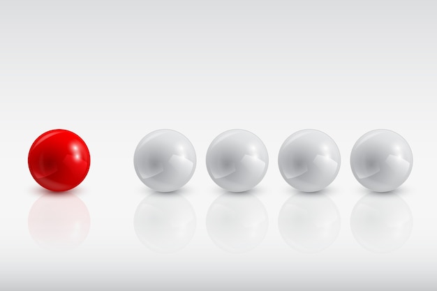 Gray balls and the red one,  illustration