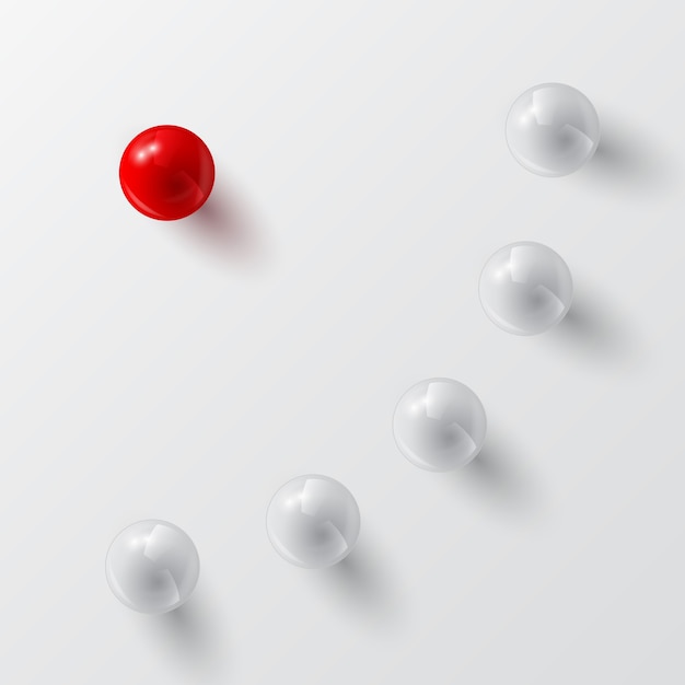 Vector gray balls and the red one,  illustration