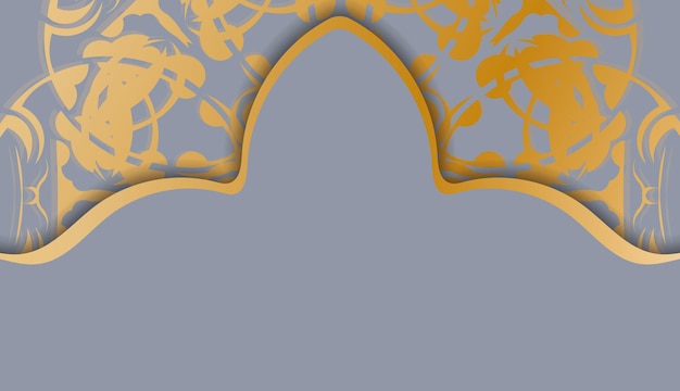 Gray banner with greek gold ornaments and a place under the logo