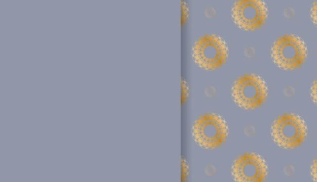 Gray banner with luxurious gold ornaments for logo design