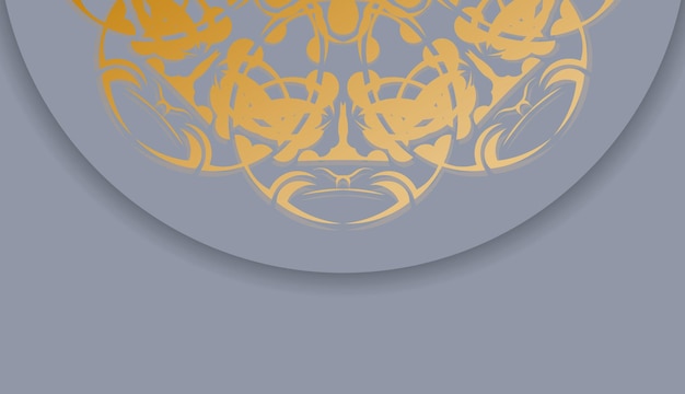 Banner grigio con ornamento d'oro mandala e posto per il testo