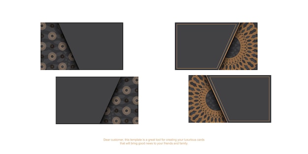 Gray business card design with greek patterns. stylish business cards with a place for your text and vintage ornaments.