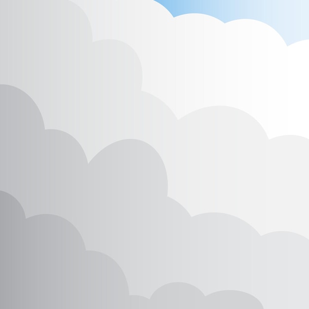 Vettore cartoon nuvole gradienti grigie sul cielo gradiente blu