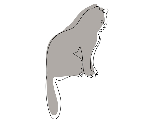 Gray cat sits in Doodle style